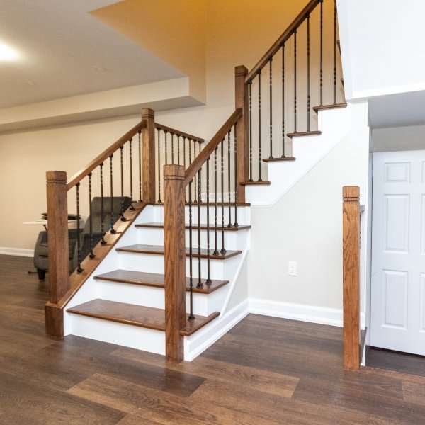 Staircase in a custom home.