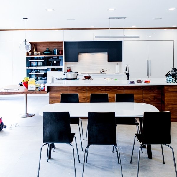 Modern kitchen in a custom home.