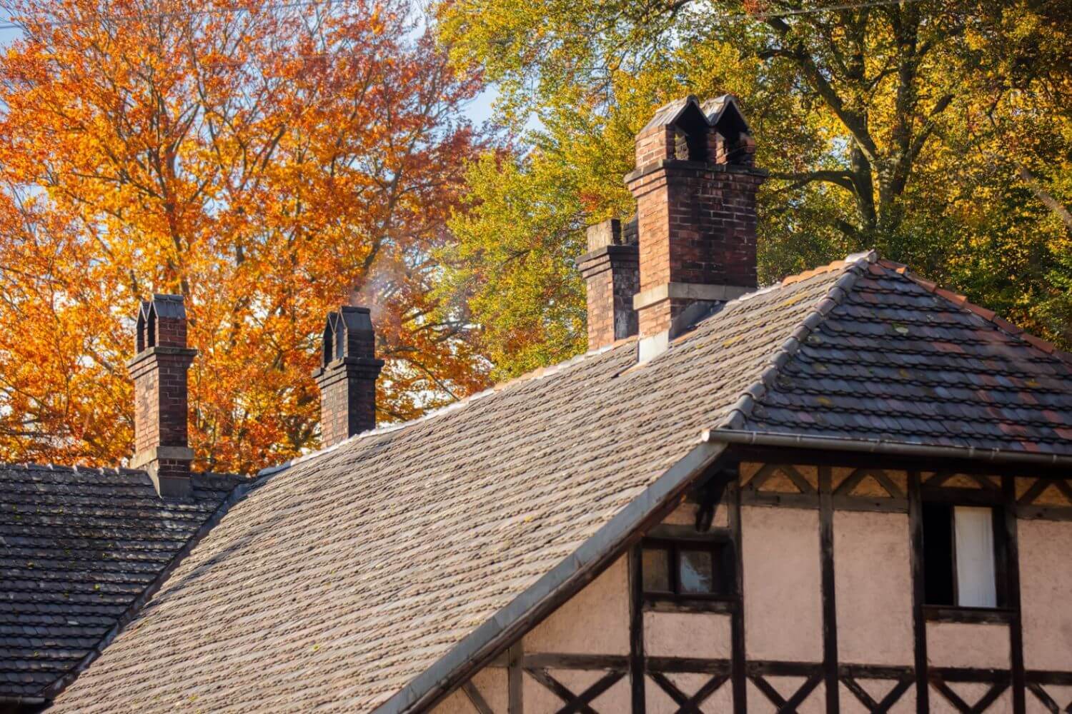 traditional style roof of custom home