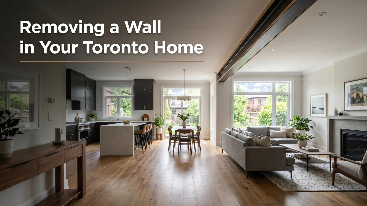 Load bearing wall removal in Toronto, an open-concept main floor with a new structural beam