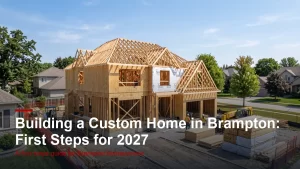 Building a custom home in Brampton during framing stage
