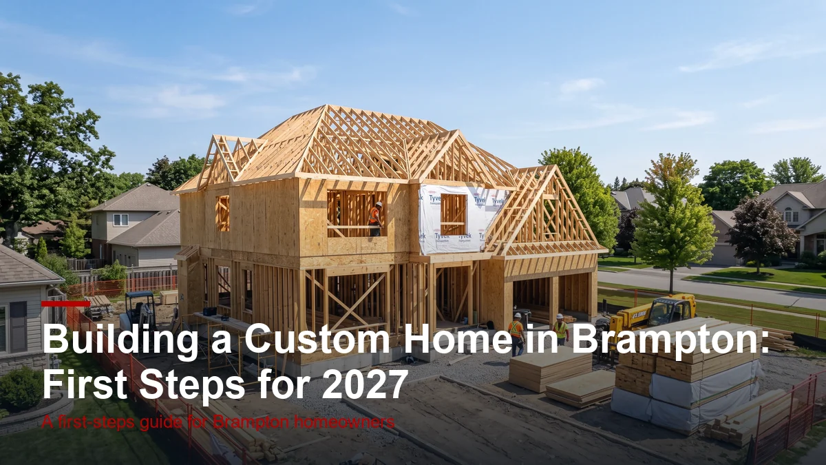 Building a custom home in Brampton during framing stage