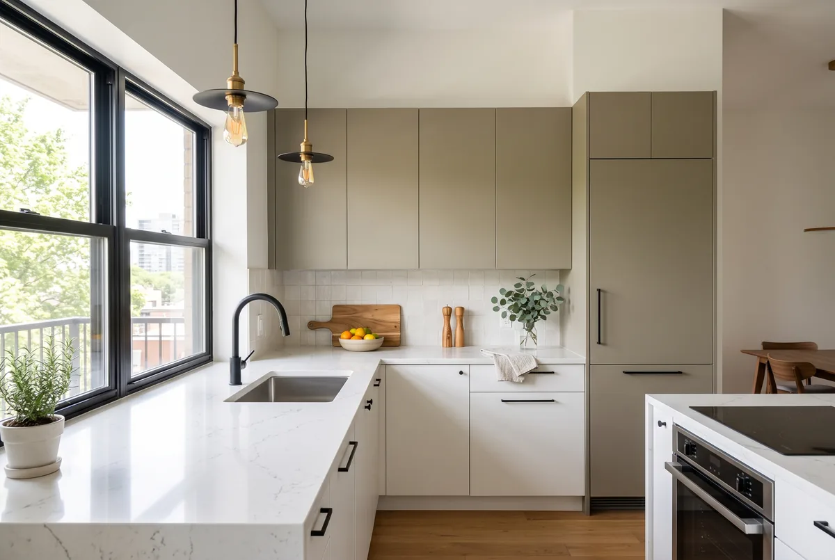 Finished kitchen after a condo renovation in Toronto