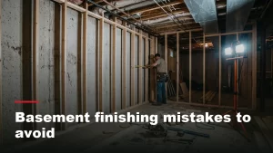 Basement framing in a Barrie home built with a gap from the concrete foundation to avoid common finishing mistakes